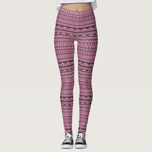 Leggings Aztec rose ou n'importe quelle couleur Motif triba (Devant)