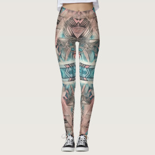 Leggings Aztec Sud-Ouest Pastel Rose Et Bleu