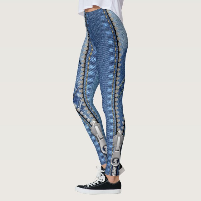 Leggings azul jean con texturas diferentes (Gauche)
