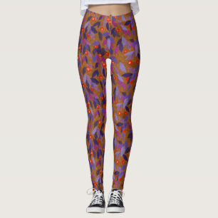 Leggings Baies d'Orange Feuilles mauve Simple motif floral