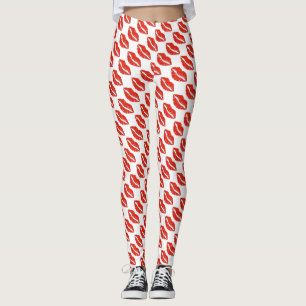 Leggings Baiser à lèvres rouge Imprimer Saint Valentin Amou
