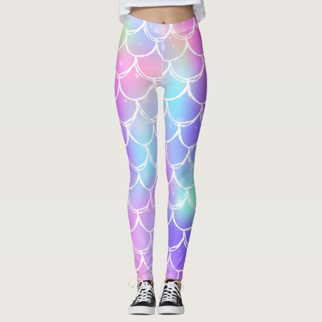 Leggings Balances de sirène arc-en-ciel pétillantes (Devant)