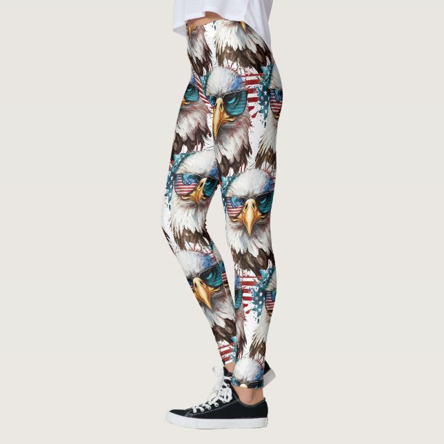 Leggings Bald Eagle motif moderne et unique symbole USA (Gauche)