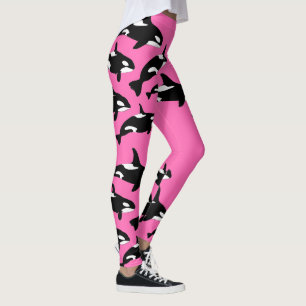 Leggings Baleine tueuse rose-chaude à motif