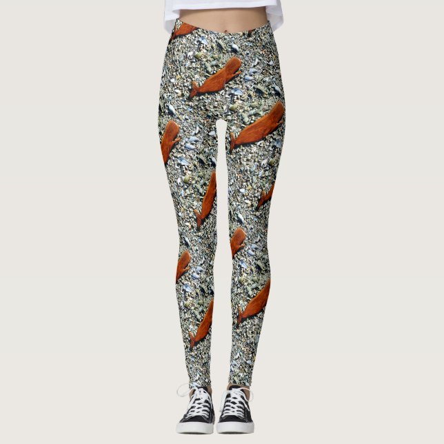 Leggings baleines brunes nageant gris (Devant)