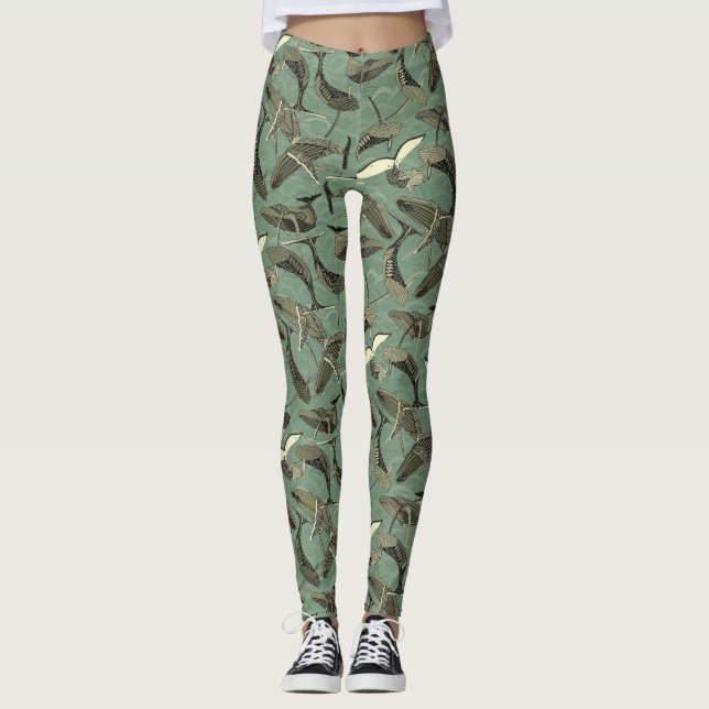 Leggings baleines et vagues aqua (Devant)