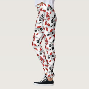 Leggings ballons de soccer aux couleurs d'équipe marron noi