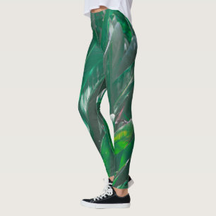 Leggings Banane verte type plante pastel feuille