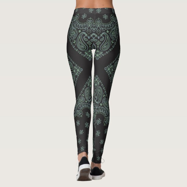 Leggings Bandana Boho noir et sable (Dos)