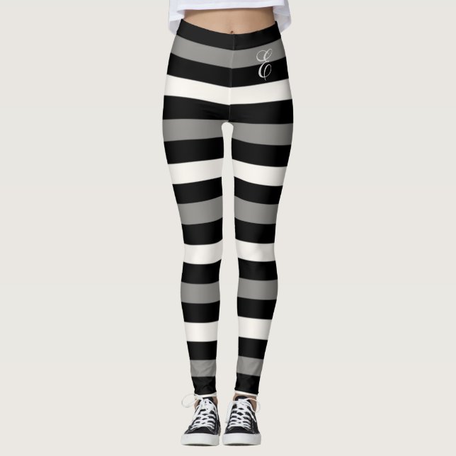 Leggings Bande blanche et noire (Devant)