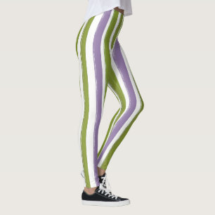 Leggings Bande de bonbons Art Vert Violet Bande verticale