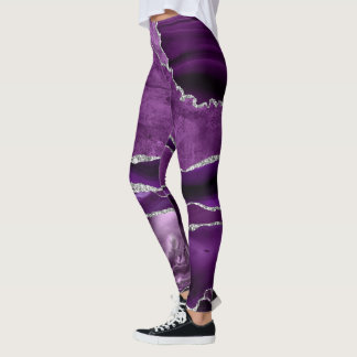 Leggings Bande de géode d'améthyste scintillante violet pou