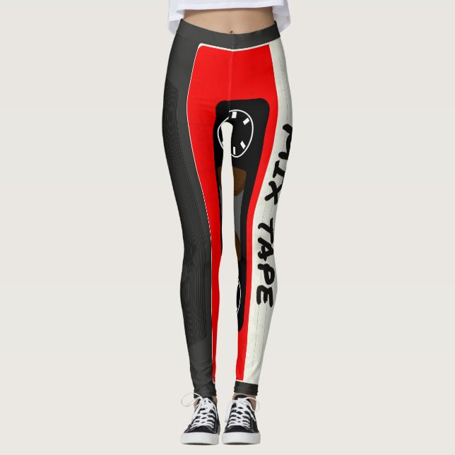Leggings Bande De Mix Rouges - Années 80 Et 90 Cadeaux Insp (Devant)