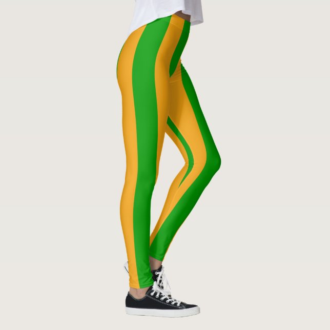 Leggings Bande de Noël cool verte Jaune (Droite)