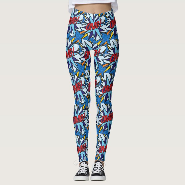 Leggings Bande dessinée Pop Art OMG (Devant)