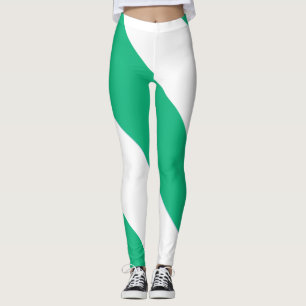 Leggings Bande diagonale large verte et blanche