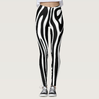Leggings Bande longue bande noire et blanche