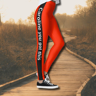 Leggings Bande verticale noire Ajouter du texte Scarlet
