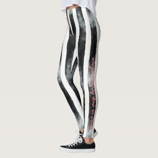Leggings Bande verticale noire et blanche