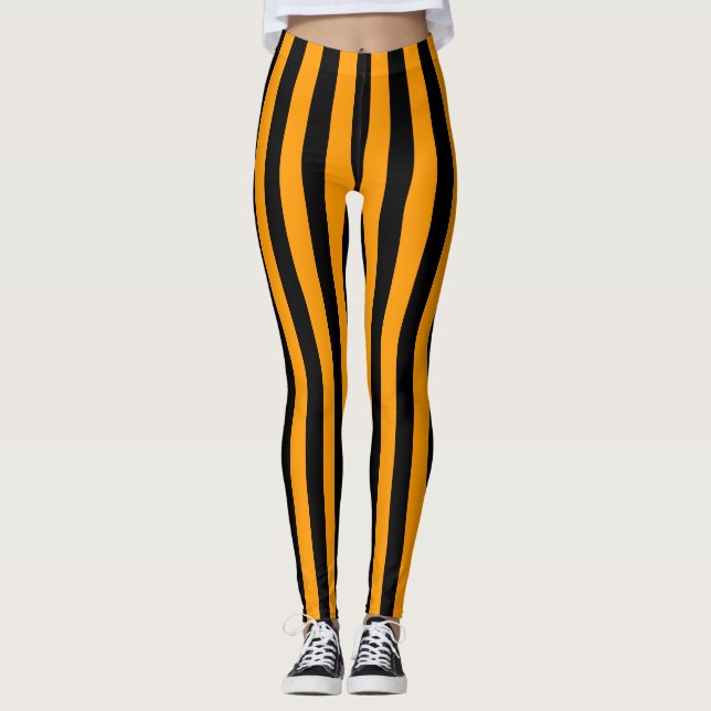 Leggings Bande verticale orange noire (Devant)