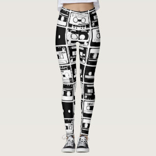 Leggings Bandes audio rétro, motif à l'ancienne.
