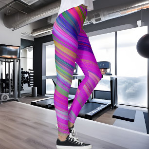 Leggings Bandes colorées sur arrière - plan fuchsia, modern