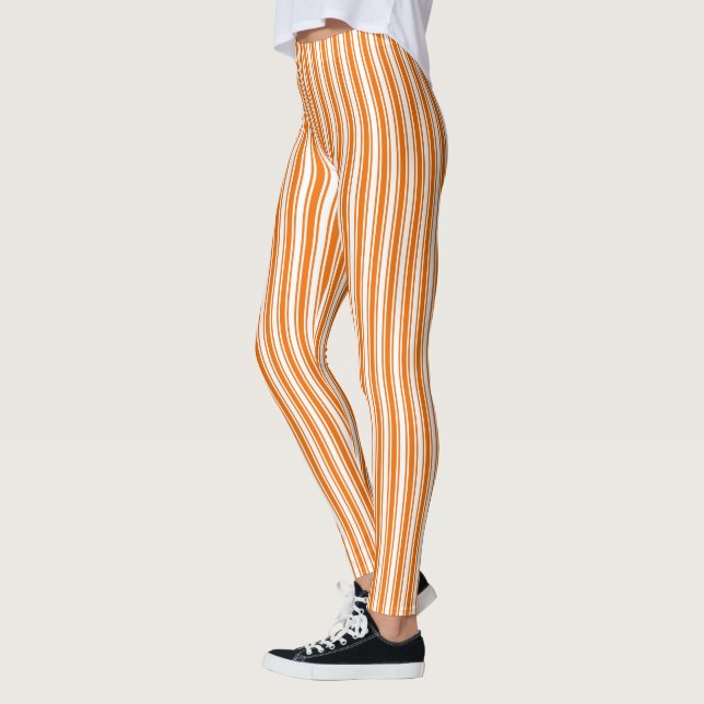 Leggings Bandes de bonbons orange et blanc (Gauche)