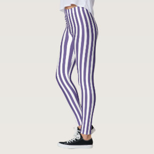 Leggings Bandes de bonbons ultra violettes et blanches