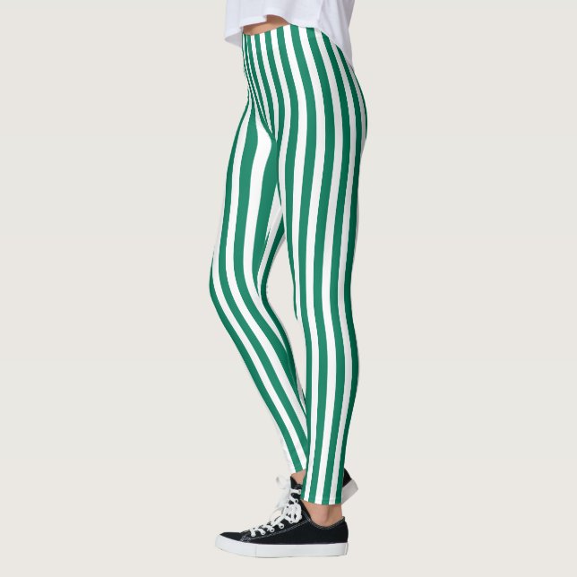 Leggings Bandes de bonbons vert et blanc (Gauche)