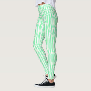 Leggings Bandes de bonbons vert et blanc pastel
