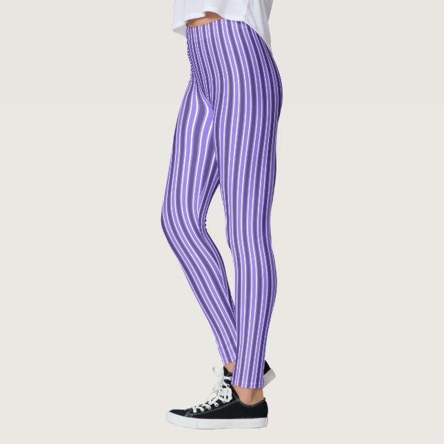 Leggings Bandes de bonbons violettes et blanches (Gauche)
