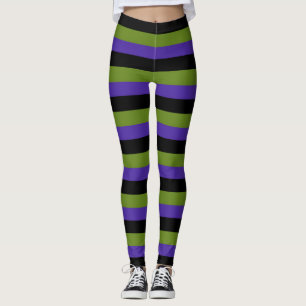 Leggings Bandes de cuisine violet noir vert Halloween