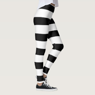 Leggings Bandes de ligne noir et blanc à motif