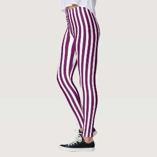 Leggings Bandes de prunes et de bonbons blancs