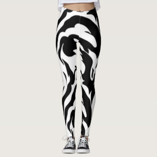Leggings Bandes de tigre noir et blanc