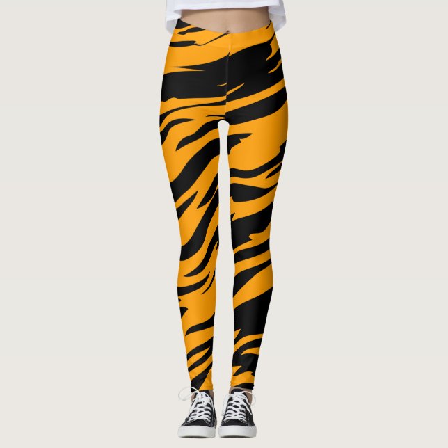 Leggings Bandes de tigre poster de animal orange (Devant)