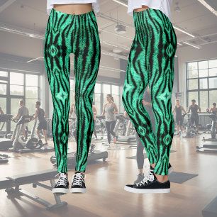 Leggings Bandes de tigres de néon vert - motif