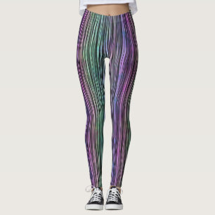 Leggings bandes de trait de brosse arc-en-ciel foncé :