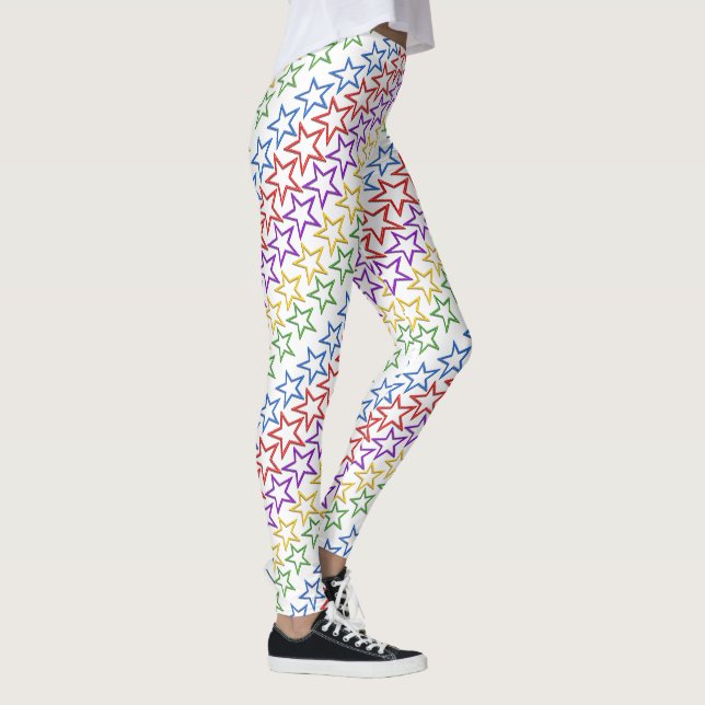 Leggings - Bandes diagonales d'étoiles colorées (Droite)