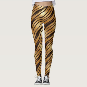 Leggings Bandes Empreintes de léopard Brown d'or