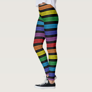 Leggings Bandes en arc-en-ciel Noir