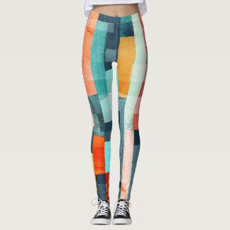 Leggings Bandes géométriques multicolores, motif tendance.