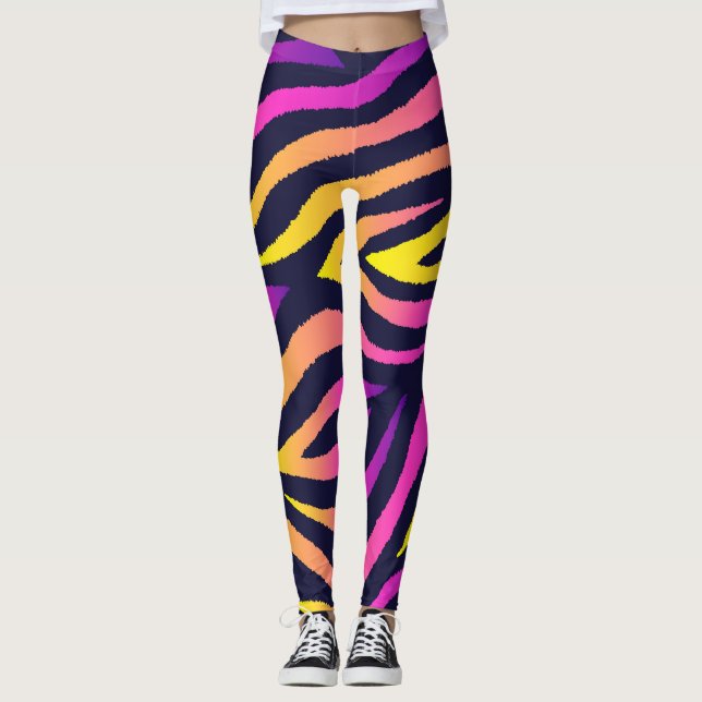 Leggings Bandes holographiques, motif futuriste sans faille (Devant)