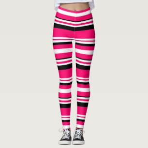Leggings Bandes horizontales blanches roses