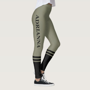 Leggings Bandes horizontales noires Nom Gris chaud
