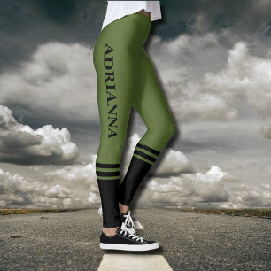 Leggings Bandes horizontales noires   Nom   Vert olive