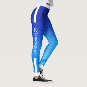 Leggings Bandes latérales monogrammes sur le fond bleu dégr
