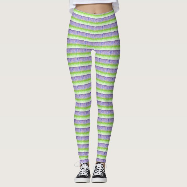 Leggings Bandes pourpres et vertes (Devant)