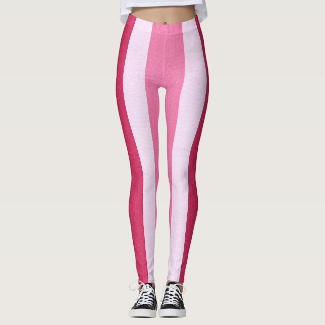 Leggings Bandes rouge, blanche et rose (Devant)