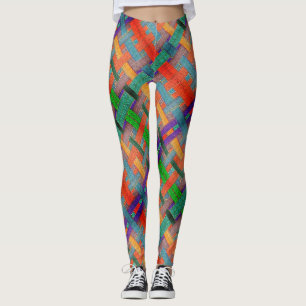 Leggings Bandes rougeâtres croisées de Granny, avec aspect
